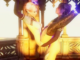 Eralin & Meralin - Mages use forbidden spell to futa fuck