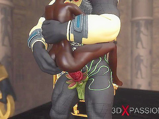 Anubis the god of death fucks a young ebony egyptian slave with demon cock