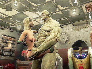 Fallout ogre zombie uses his slaves as rough sex toys