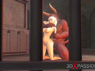 Minotaur fucks hard a 3d teen in the battle arena
