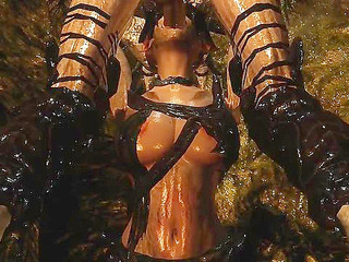 Scary looking orc monster gets a blowjob and fuck from a demoness