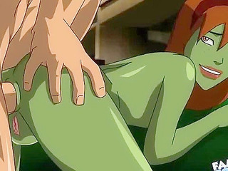 Superboy bends over Miss Martian and gives her asshole a good fucking