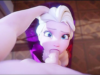 Elsa gets mouth full of cum down her throat