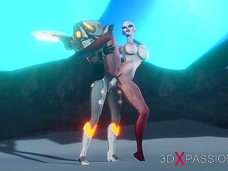 Female alien gets fucked hard by futanari sci-fi explorer in exoskeleton