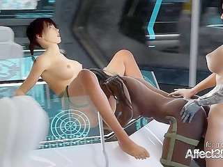 Incumming Transmission - 3D Scifi Futanari Animation interracial threesome